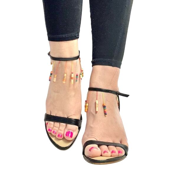 Colin Stewart Beaded Multicolored Heels Size 7.5 - Picture 1 of 8